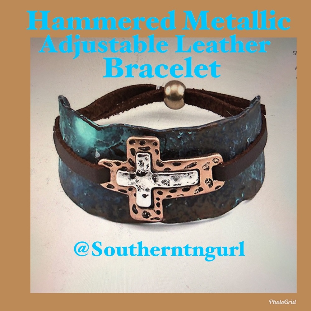 JUST IN💠Aged Hammered Metallic Cross Bracelet